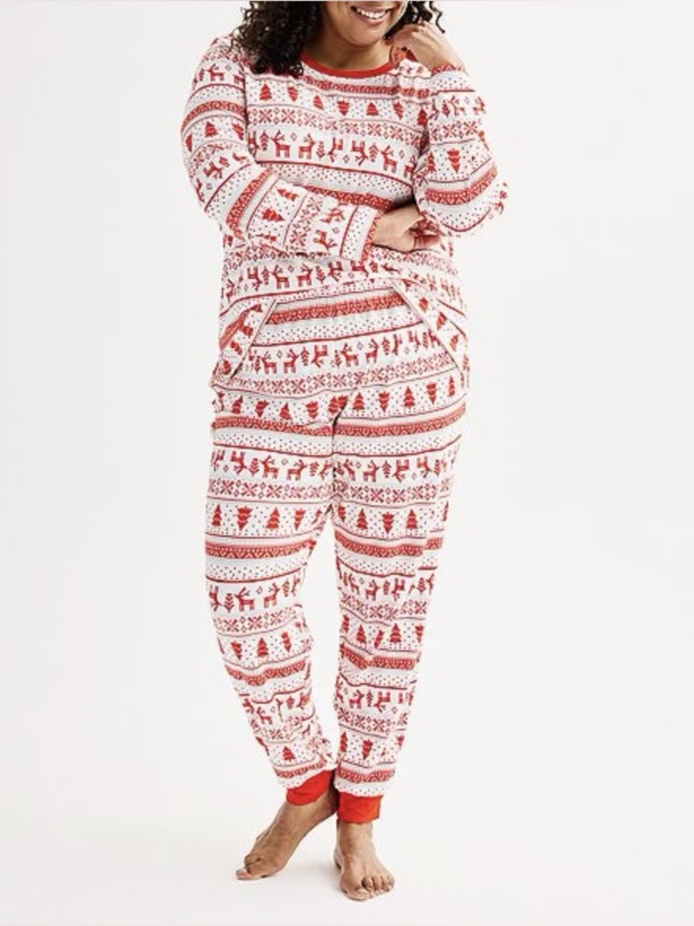 Candy Cane Fairisle Holiday Pajama Top & Jogger Pajama Bottoms Set